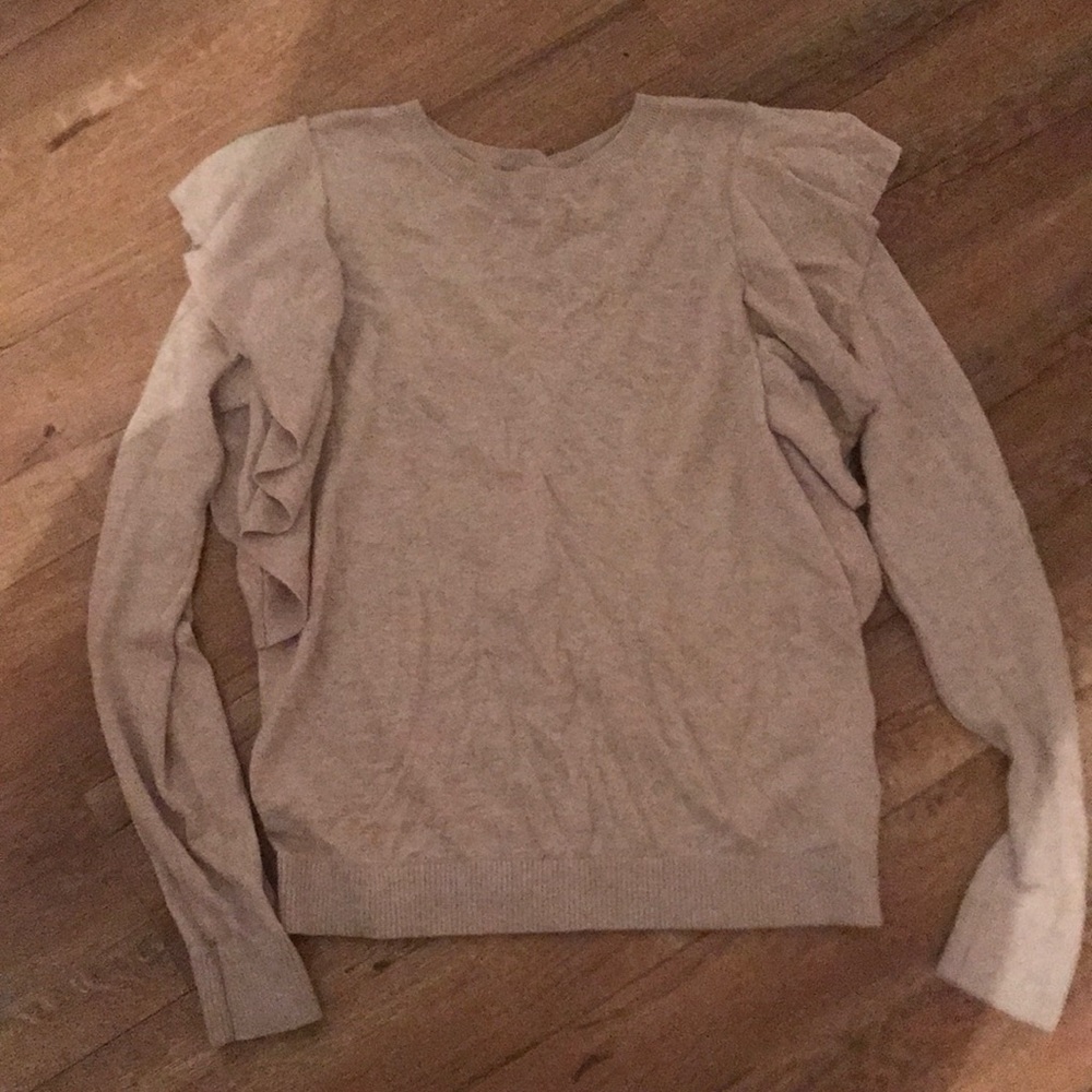 Abercrombie Ruffle Sweater Beige